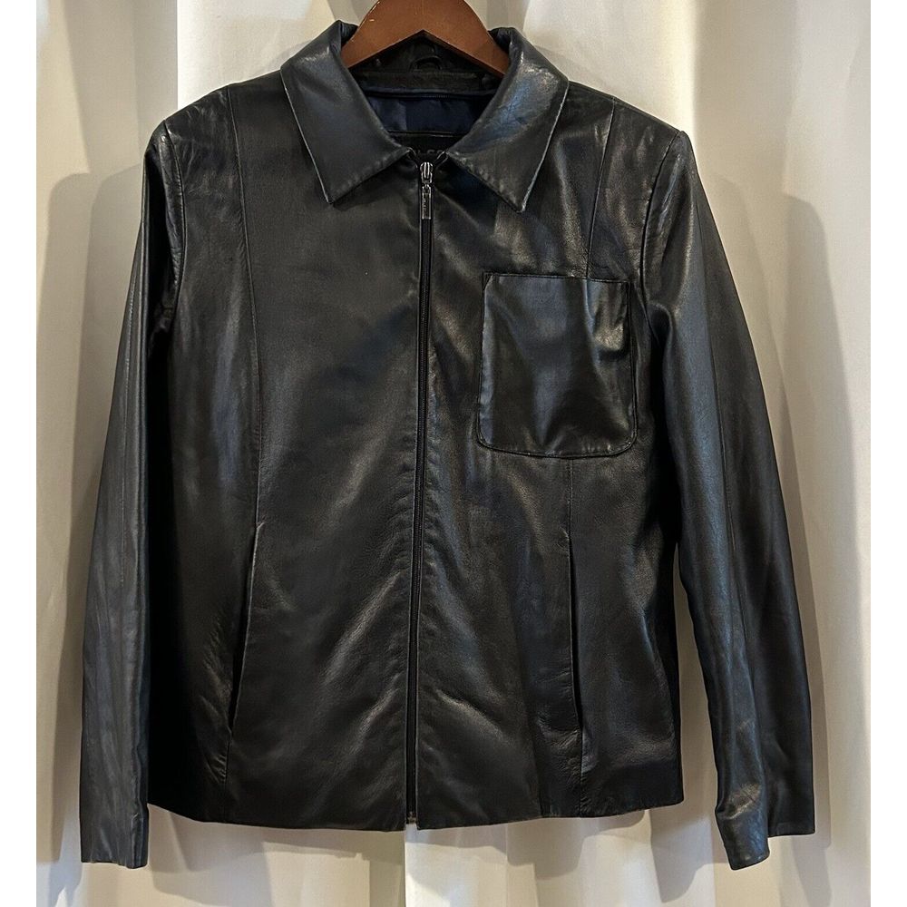 Wilsons Leather Pelle Studio Womens Black‎ Long Sleeve Full-Zip Jacket